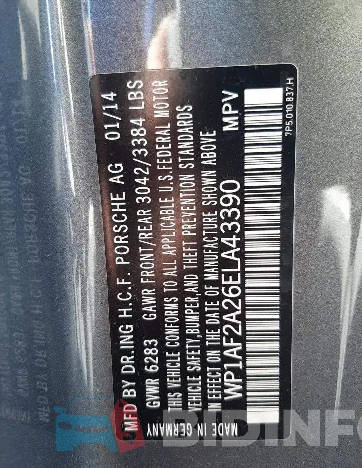 WP1AF2A26ELA43390 Photo# 13