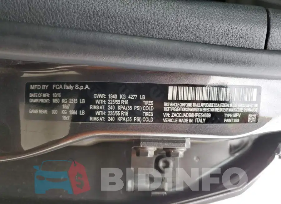 ZACCJADB8HPE54689 Photo# 13
