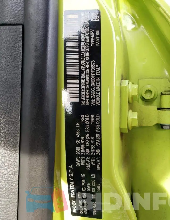 ZACCJBAB9HPF96673 Photo# 10