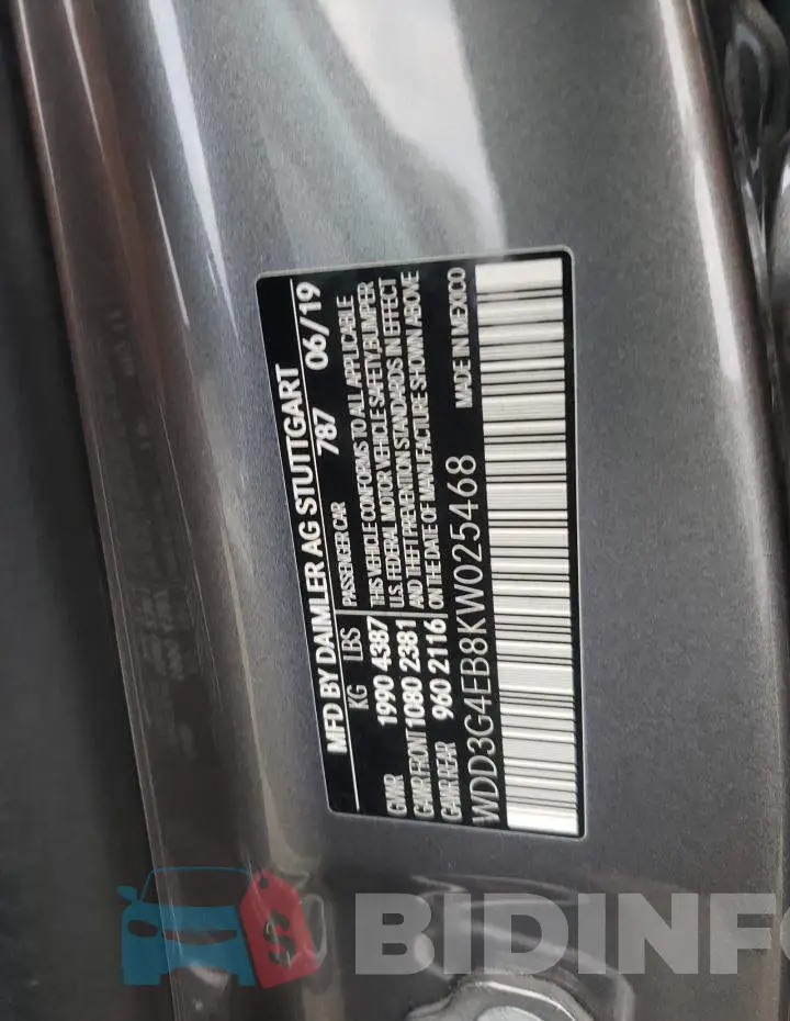 WDD3G4EB8KW025468 Photo# 12