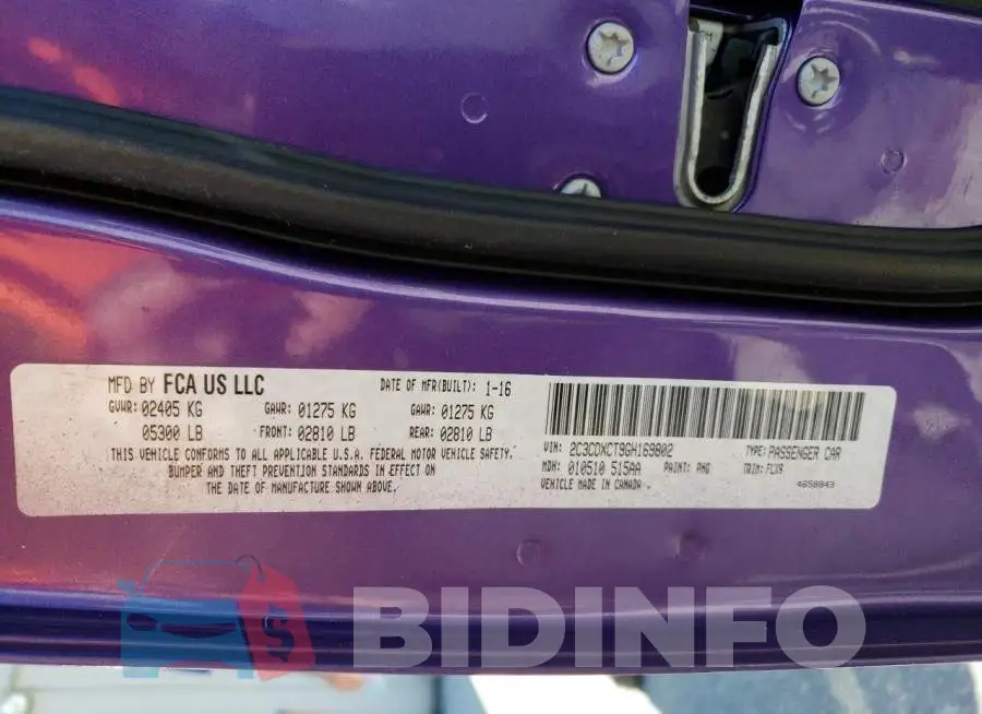 2C3CDXCT9GH169802 Photo# 12
