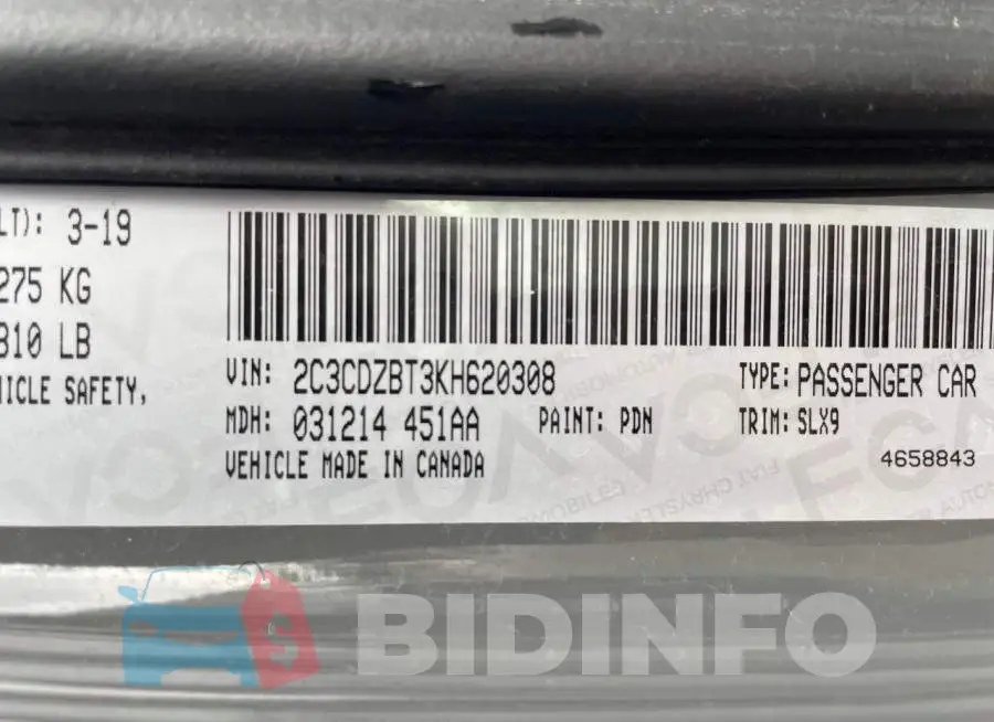 2C3CDZBT3KH620308 Photo# 10