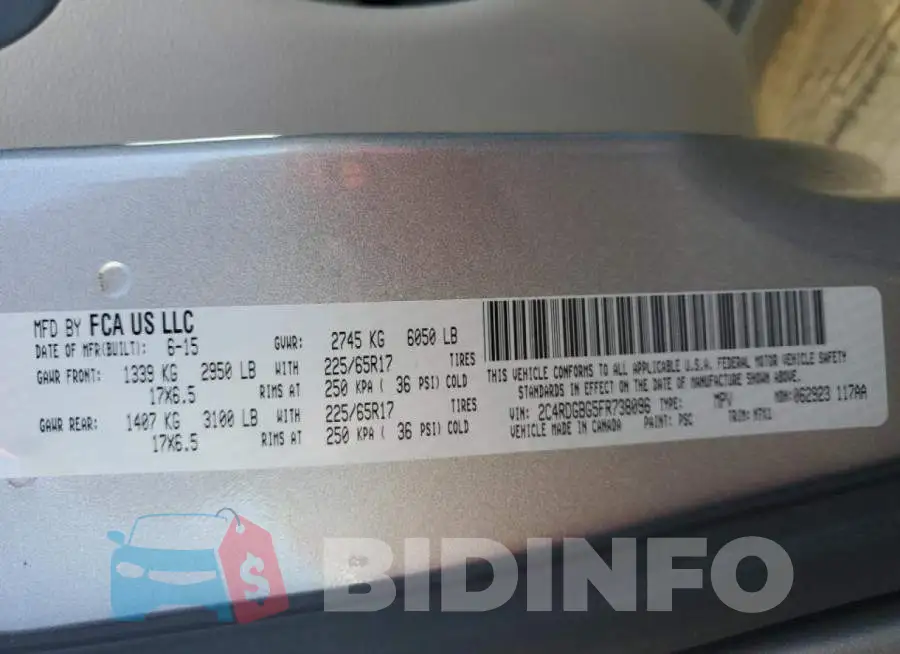 2C4RDGBG5FR738096 Photo# 13