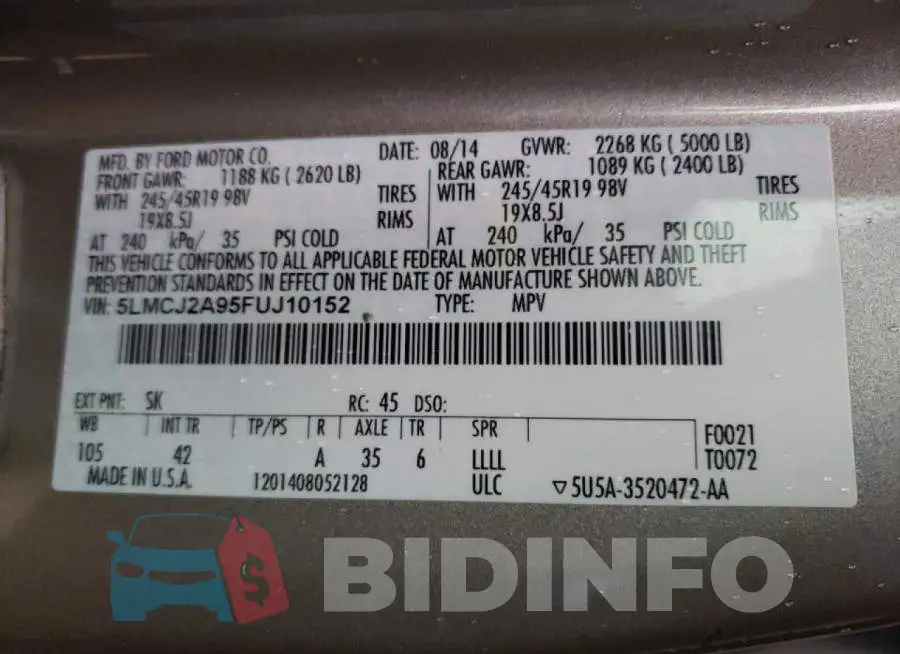 5LMCJ2A95FUJ10152 Photo# 13