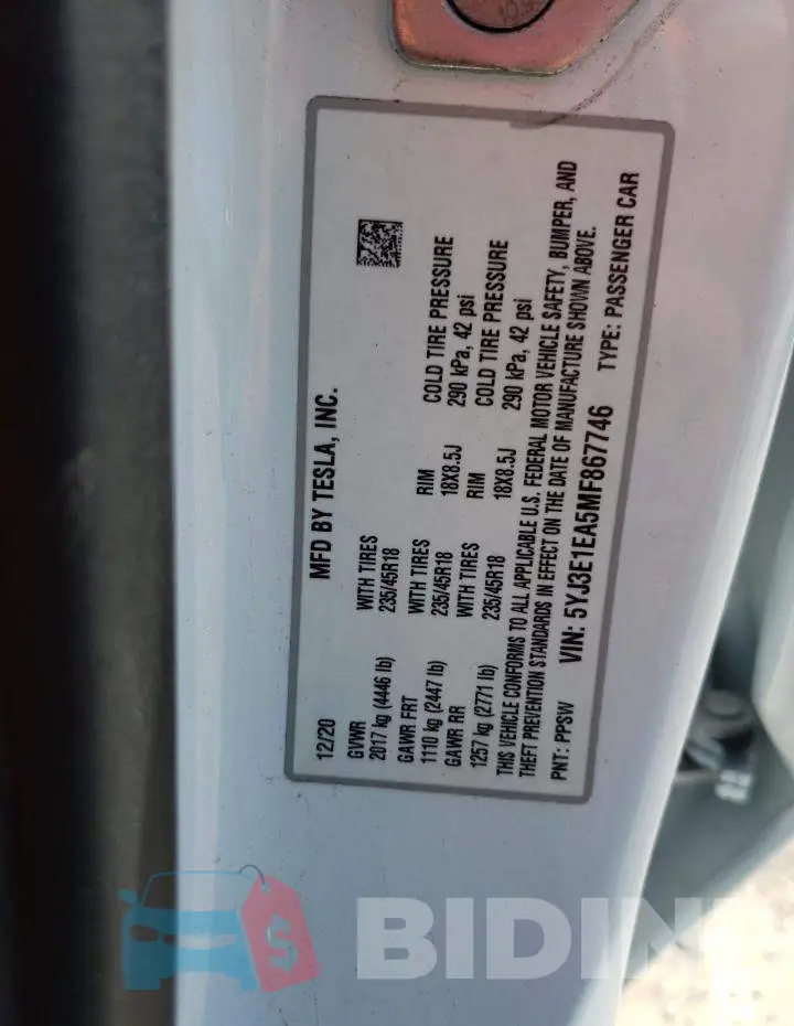 5YJ3E1EA5MF867746 Photo# 12