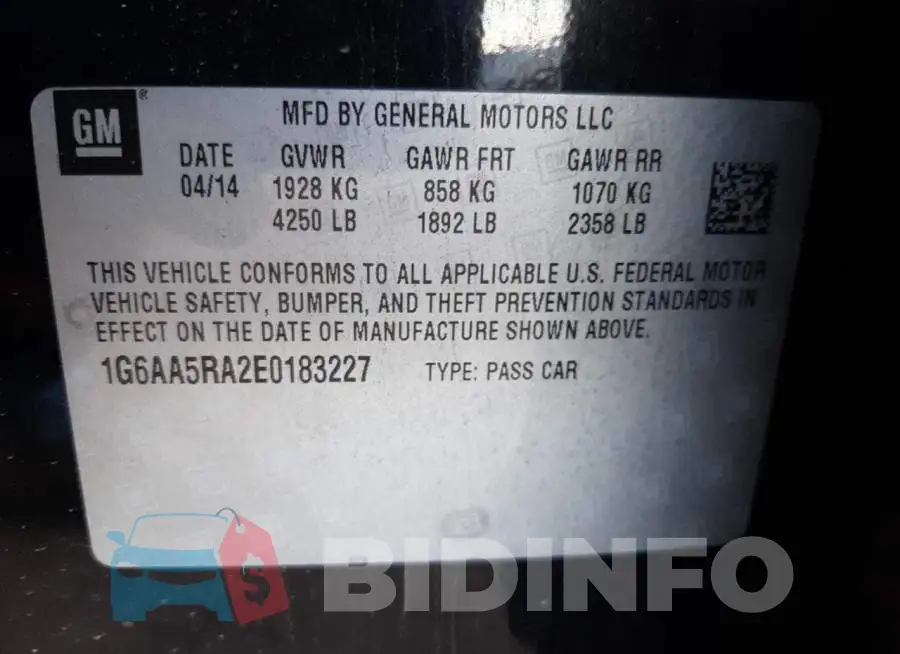 1G6AA5RA2E0183227 Photo# 12