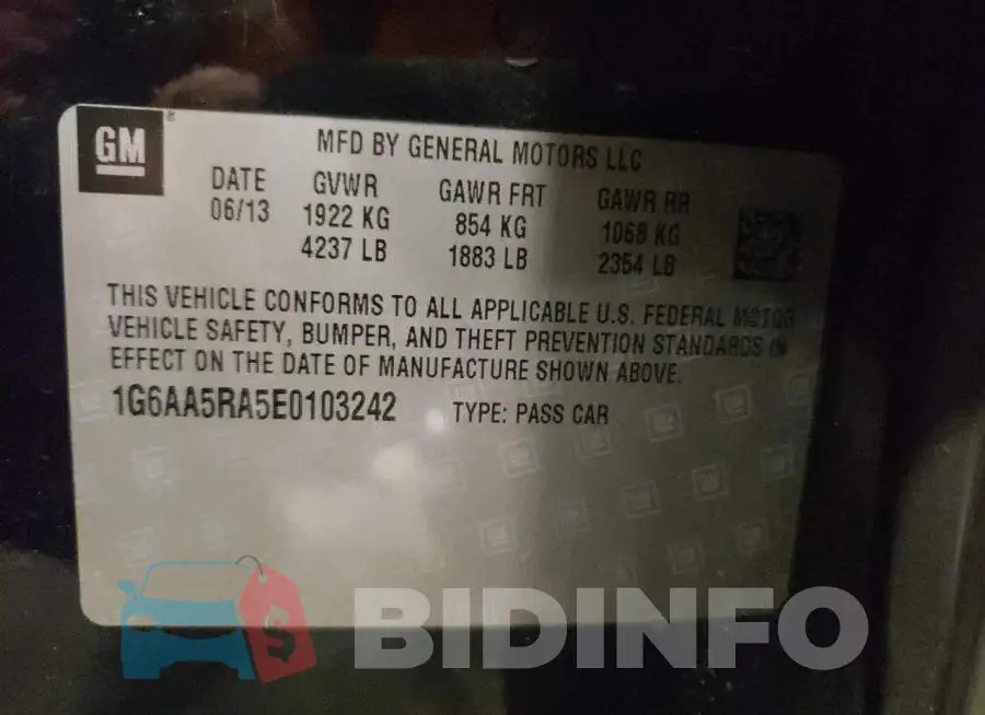 1G6AA5RA5E0103242 Photo# 12