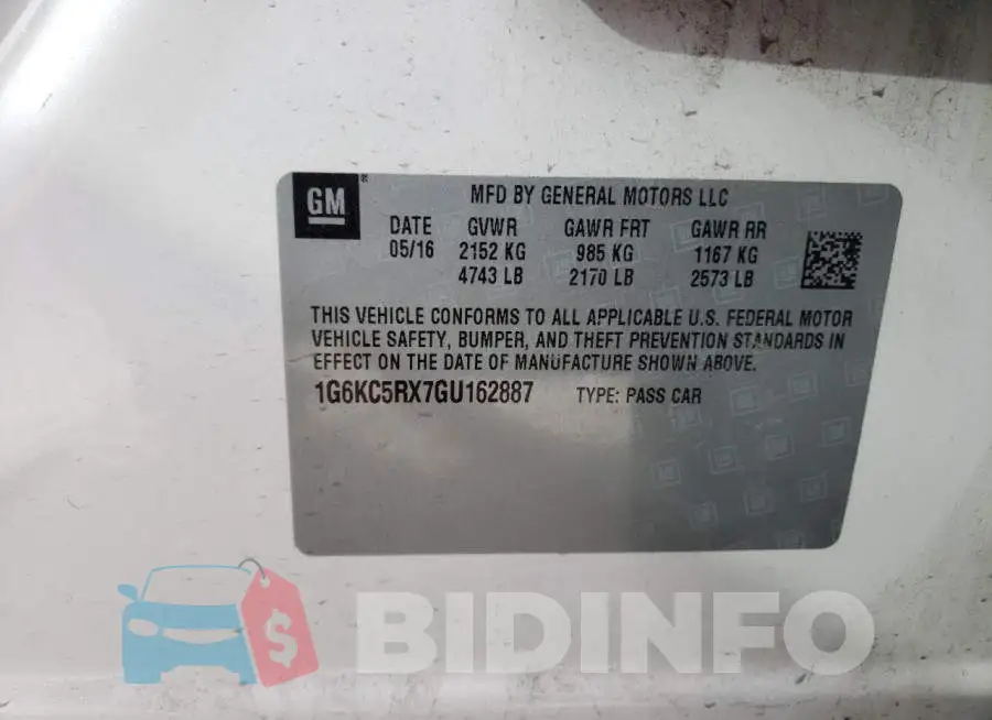 1G6KC5RX7GU162887 Photo# 13