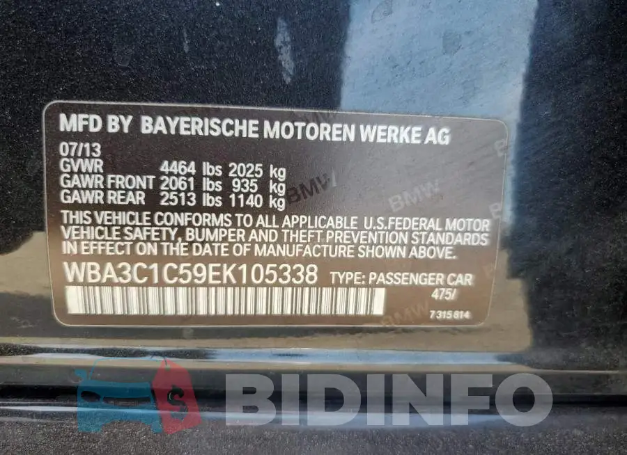 WBA3C1C59EK105338 Photo# 12