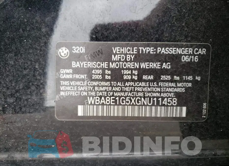 WBA8E1G5XGNU11458 Photo# 10