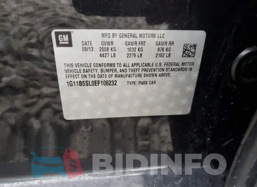 1G11B5SL0EF108232 Photo# 13