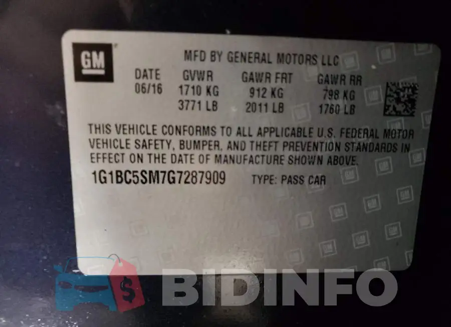 1G1BC5SM7G7287909 Photo# 12