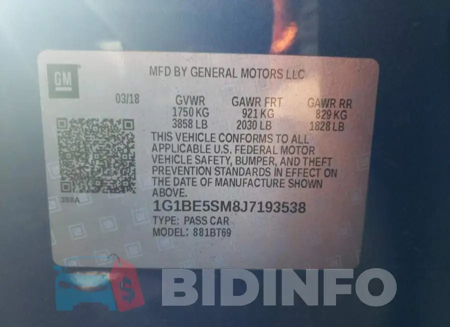 1G1BE5SM8J7193538 Photo# 12