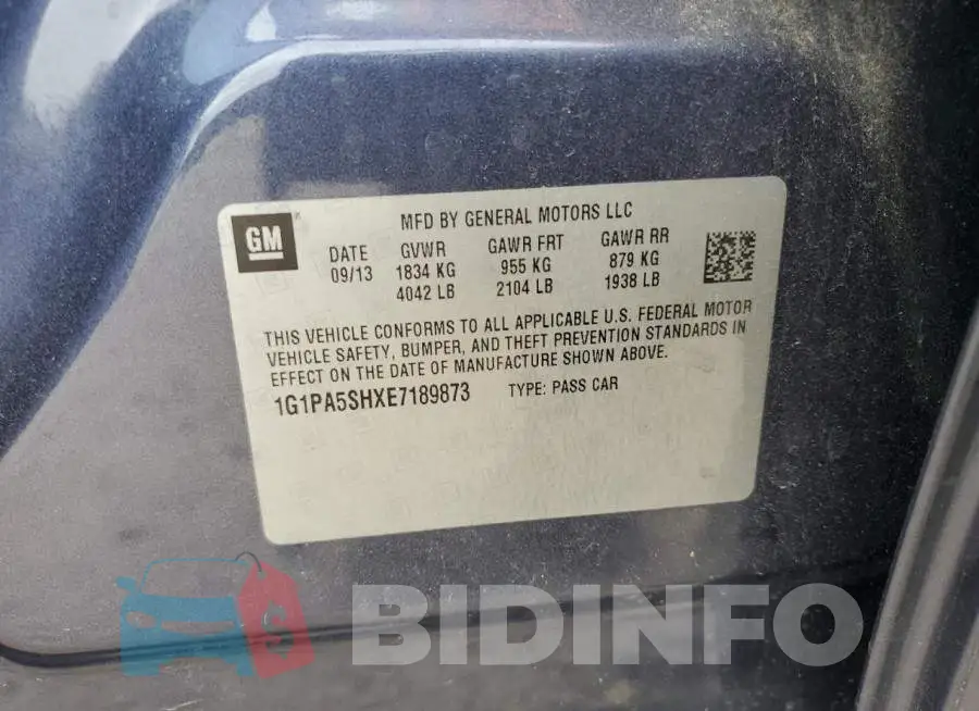 1G1PA5SHXE7189873 Photo# 13