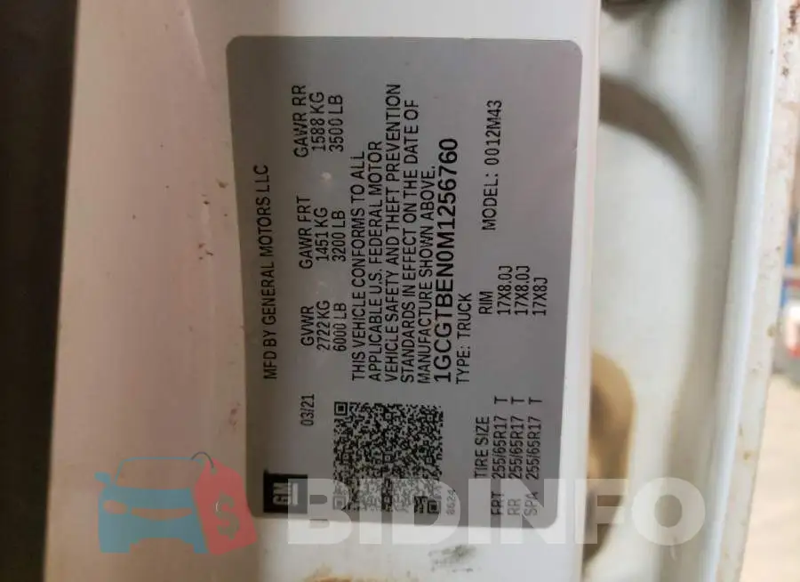 1GCGTBEN0M1256760 Photo# 13