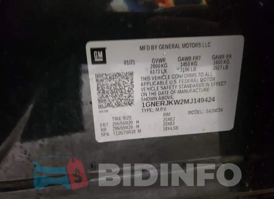 1GNERJKW2MJ149424 Photo# 14