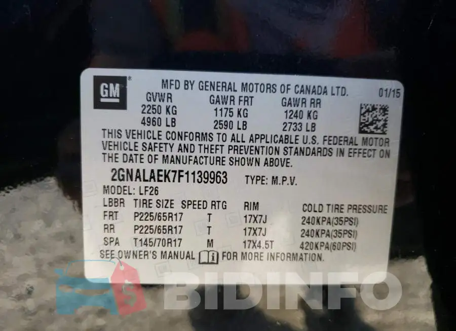 2GNALAEK7F1139963 Photo# 10