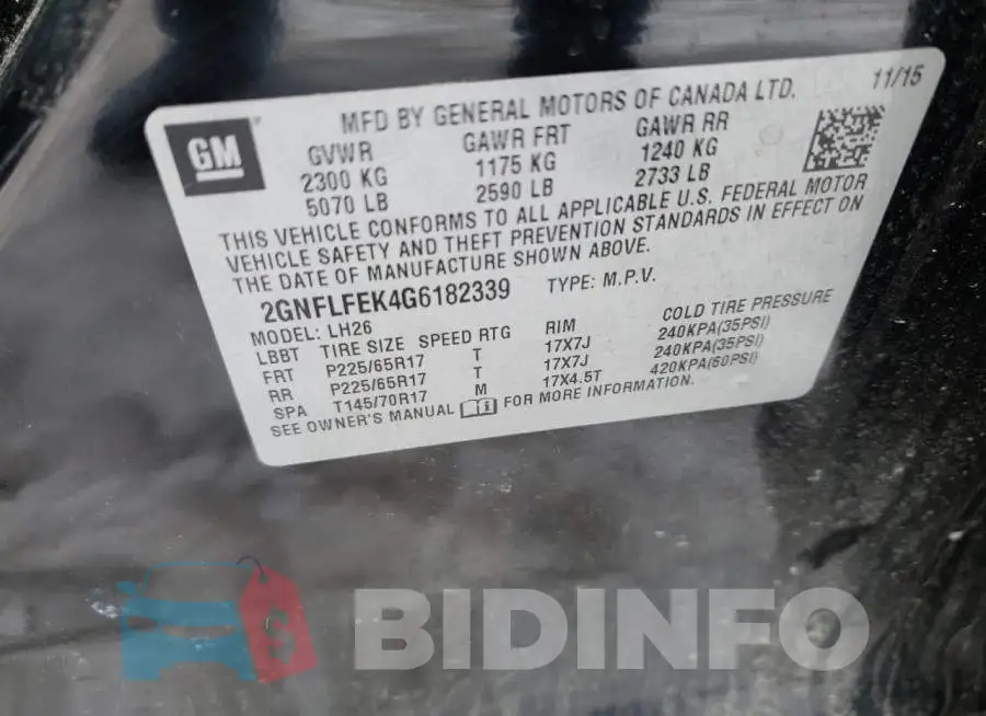 2GNFLFEK4G6182339 Photo# 12
