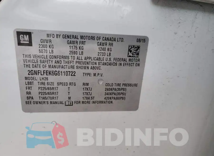 2GNFLFEK6G6110722 Photo# 13
