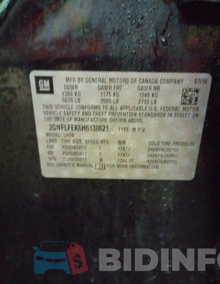 2GNFLFEK6H6138621 Photo# 14