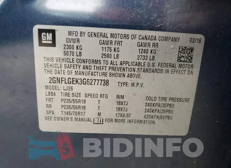 2GNFLGEK3G6277738 Photo# 13