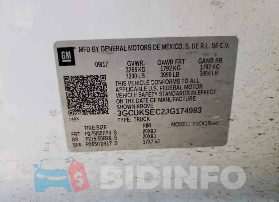 3GCUKSEC2JG174983 Photo# 10