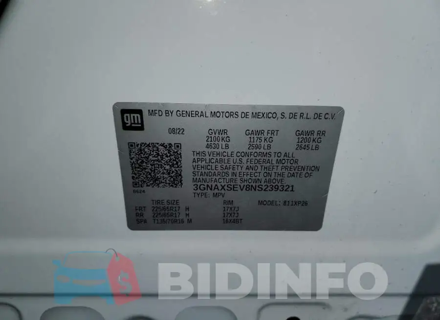 3GNAXSEV8NS239321 Photo# 14