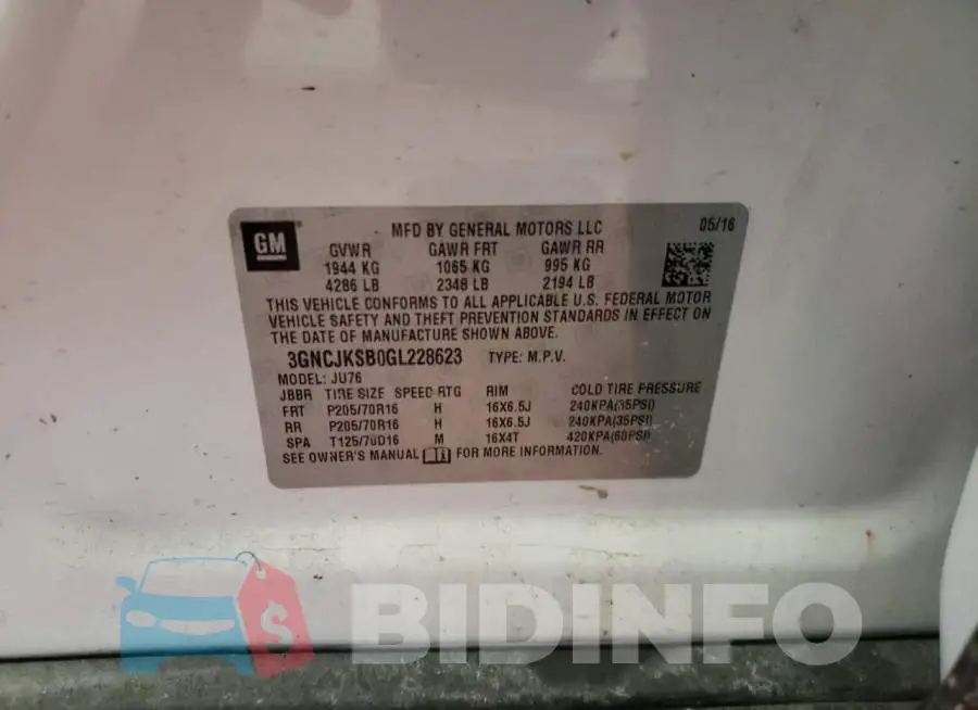 3GNCJKSB0GL228623 Photo# 13