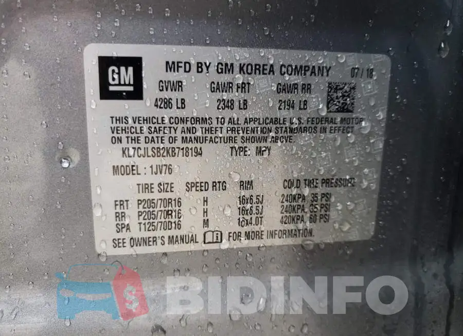 KL7CJLSB2KB718194 Photo# 10