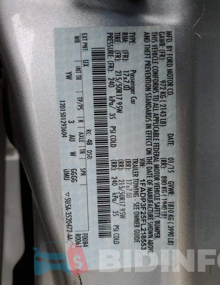 1FADP3F25FL218553 Photo# 12