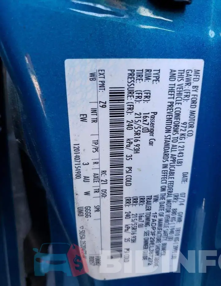 1FADP3F29EL367272 Photo# 12