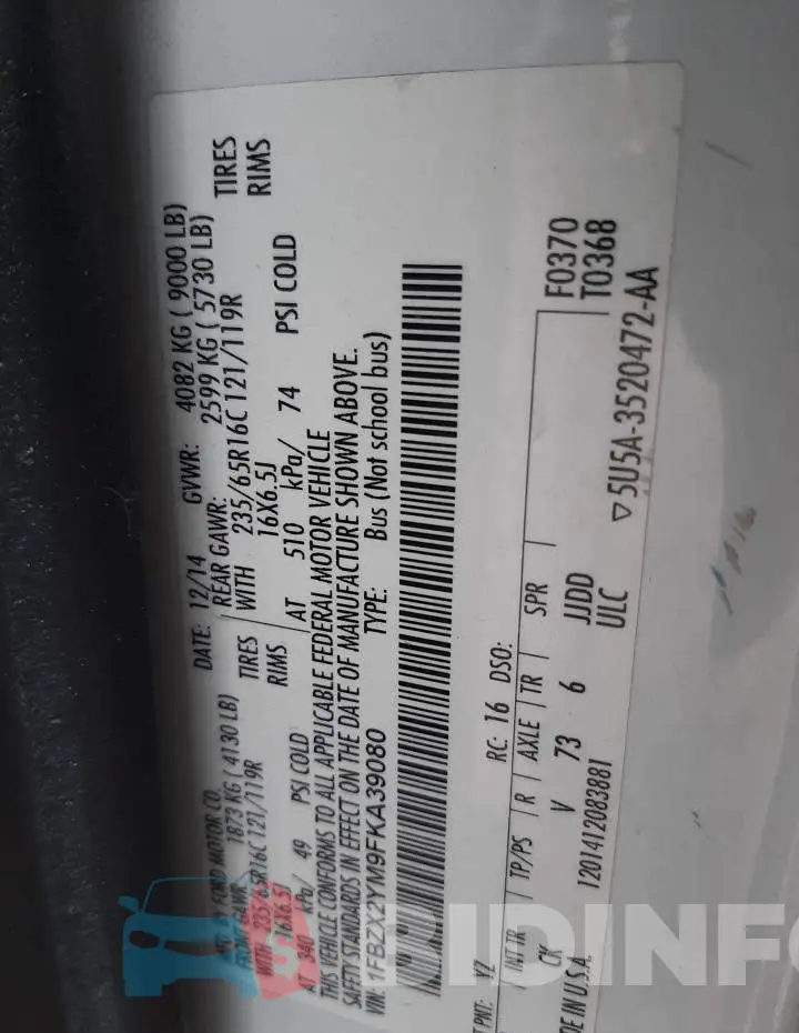 1FBZX2YM9FKA39080 Photo# 14