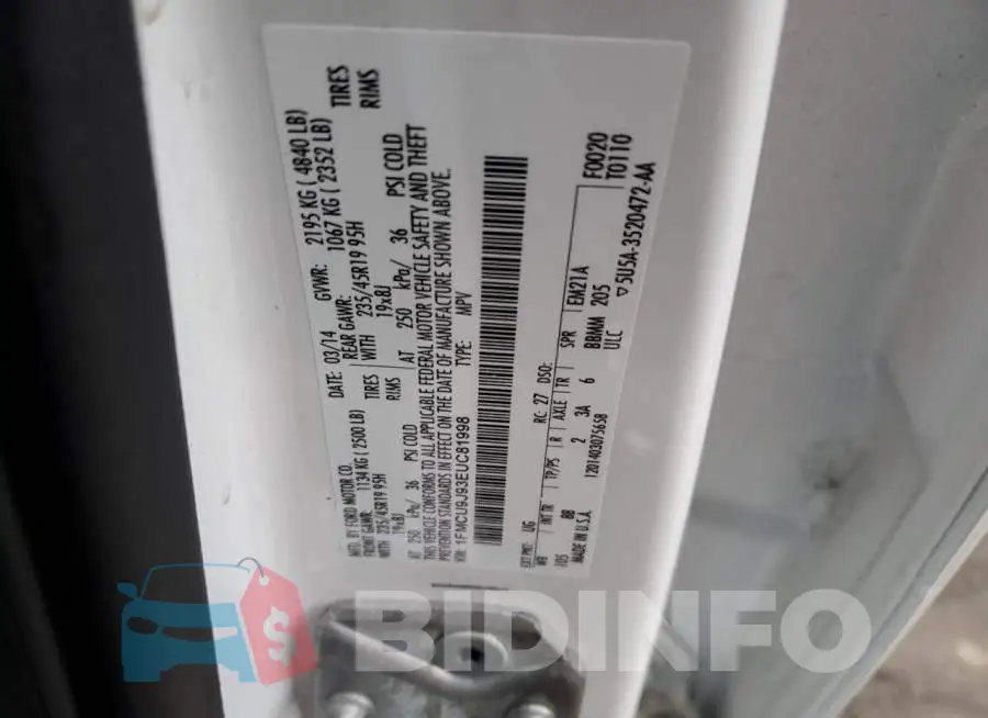 1FMCU9J93EUC81998 Photo# 13