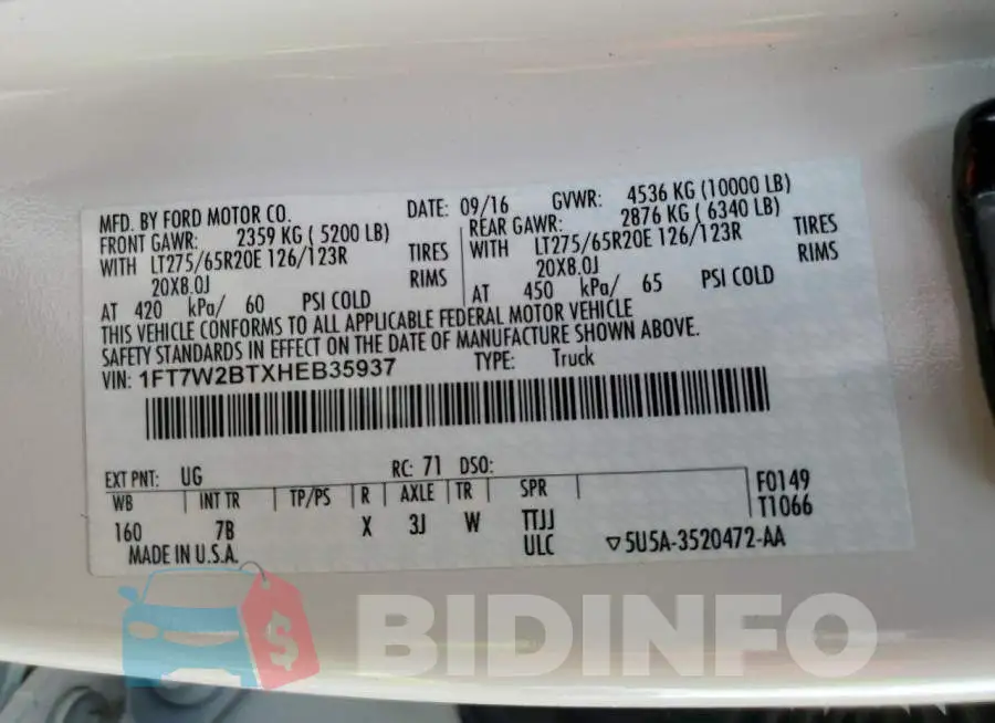 1FT7W2BTXHEB35937 Photo# 12