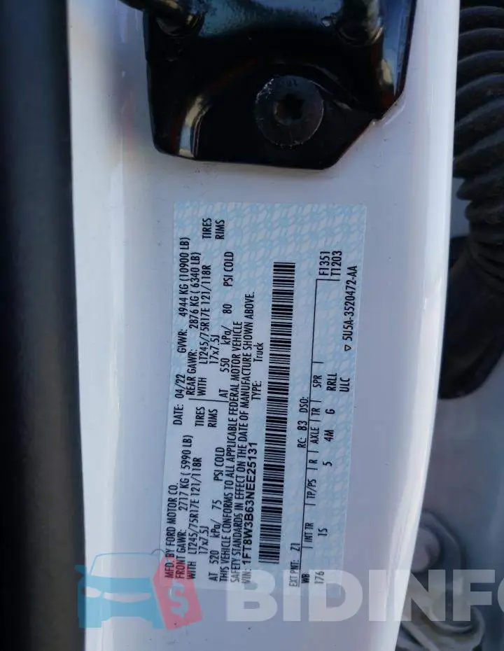 1FT8W3B63NEE25131 Photo# 13