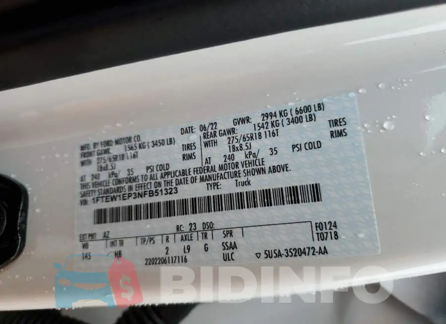1FTEW1EP3NFB51323 Photo# 12