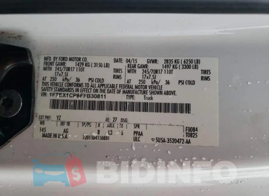 1FTEX1CP8FFB30811 Photo# 12