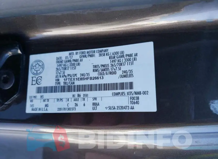 1FTEX1E85HFB26613 Photo# 13
