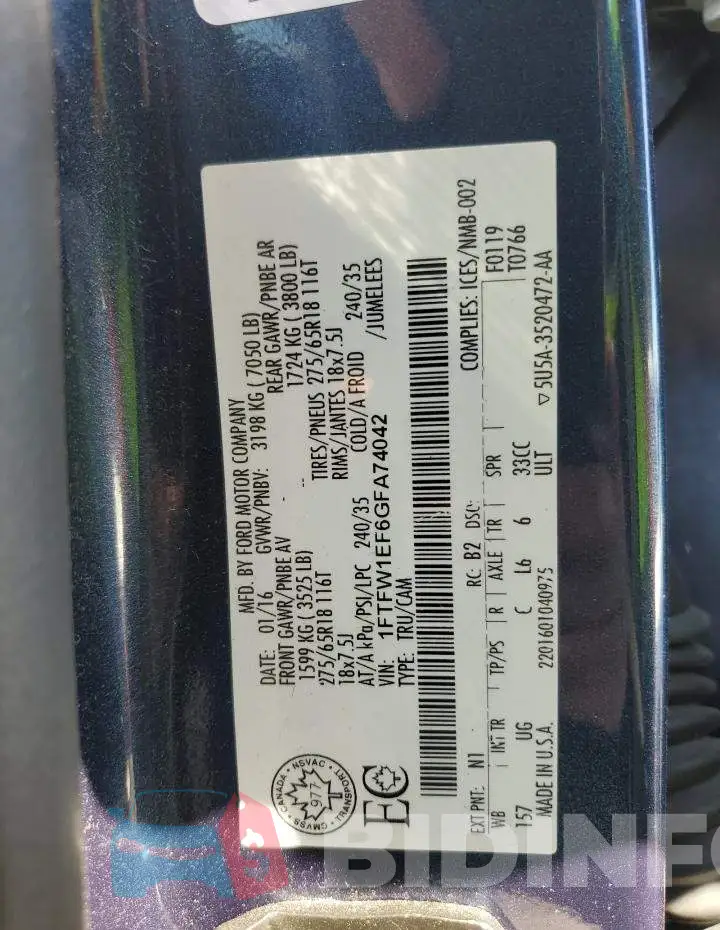 1FTFW1EF6GFA74042 Photo# 12