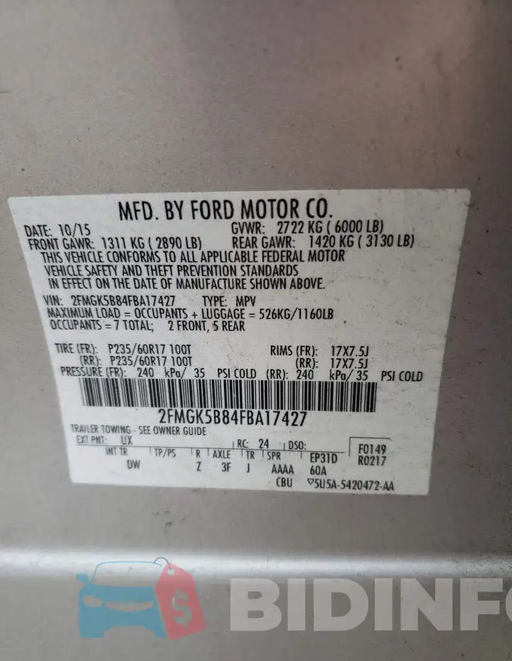 2FMGK5B84FBA17427 Photo# 13
