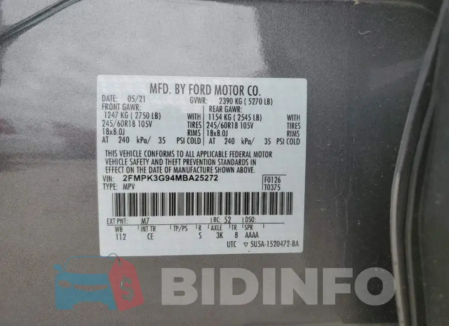 2FMPK3G94MBA25272 Photo# 12