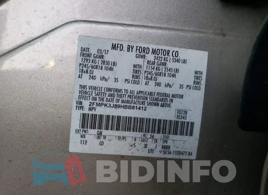 2FMPK3J89HBB81412 Photo# 12