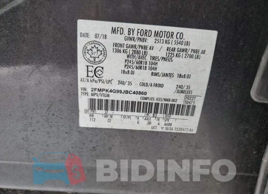 2FMPK4G99JBC40860 Photo# 12