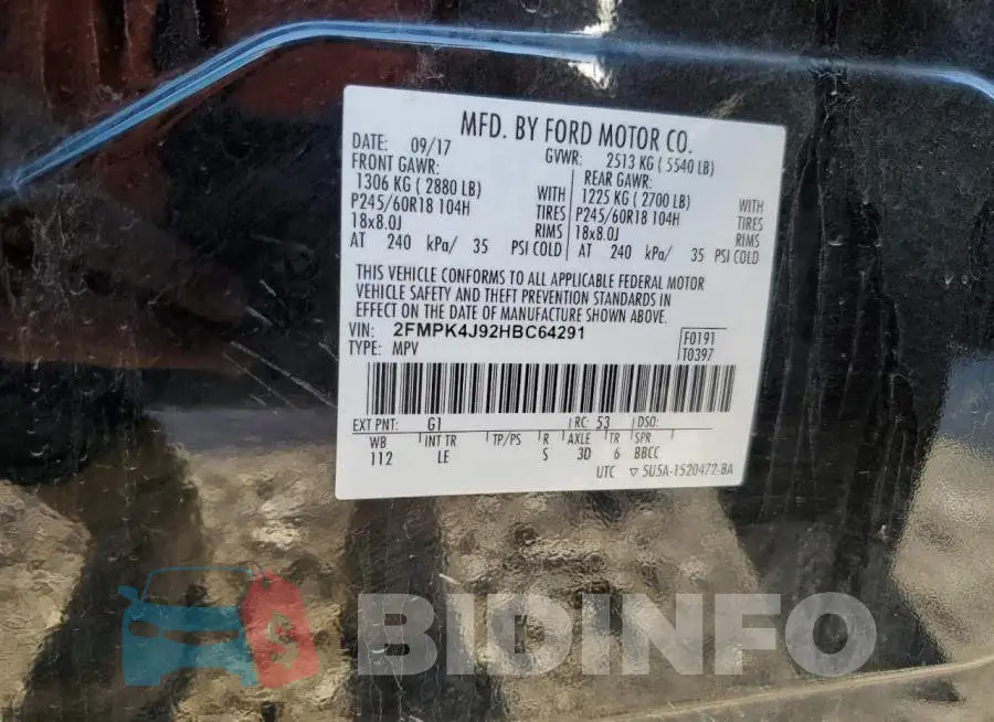 2FMPK4J92HBC64291 Photo# 10
