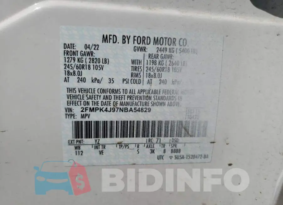 2FMPK4J97NBA54829 Photo# 13