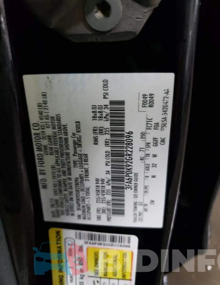 3FA6P0K92GR228096 Photo# 12