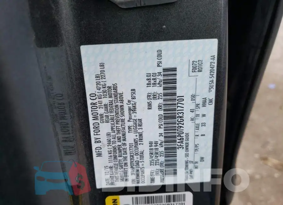 3FA6P0T92GR317701 Photo# 10