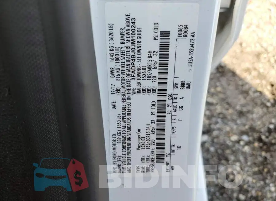 3FADP4BJ0JM100243 Photo# 13