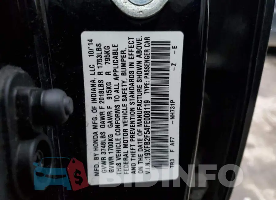 19XFB2F54FE008119 Photo# 12