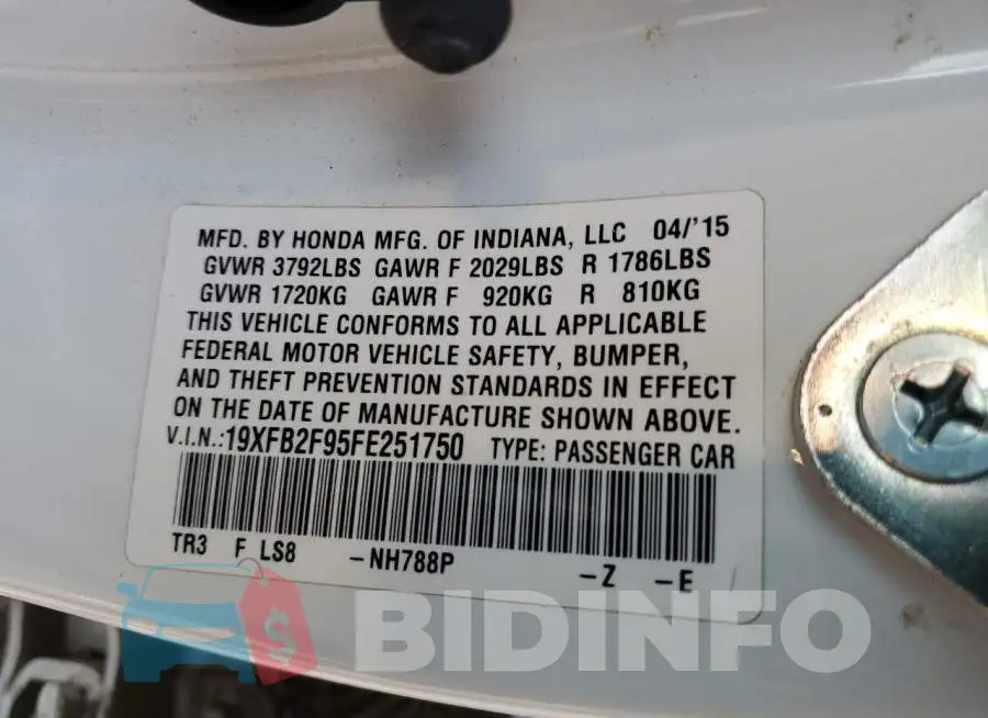 19XFB2F95FE251750 Photo# 12